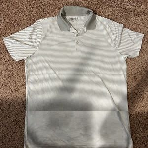 Nike Golf Dri Fit Standard Fit White Grey Striped Short Sleeve Polo Shirt L